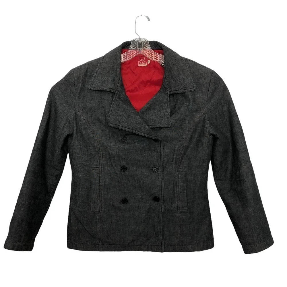 Lola Espeleta Women Blazer Size 3 Double Breasted Long Sleeve ‎ Notched Collar